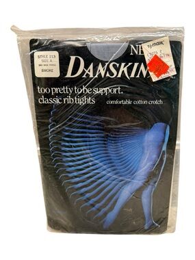 1984 Danskin 213 Smoke Women's Size A Classic Rib Support Tights